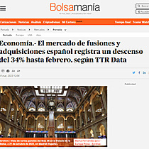 Economa.- El mercado de fusiones y adquisiciones espaol registra un descenso del 34% hasta febrero, segn TTR Data